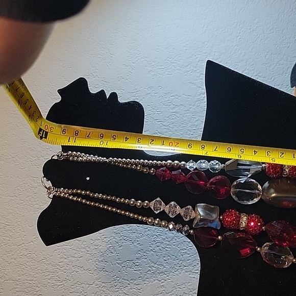 Ruby red bi level women's necklace - Picture 8 of 8